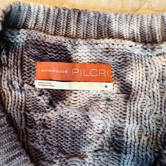 Anthropologie Pilcro Joni Cable-Knit Sweater Blue Motif tie-dye 🪢 Size M, NWOT - Picture 3 of 7